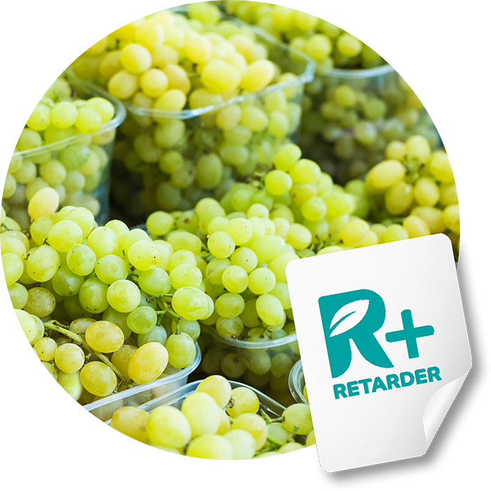 Applicazione sticker Retarder+ 1-MCP nel packaging uva da tavola